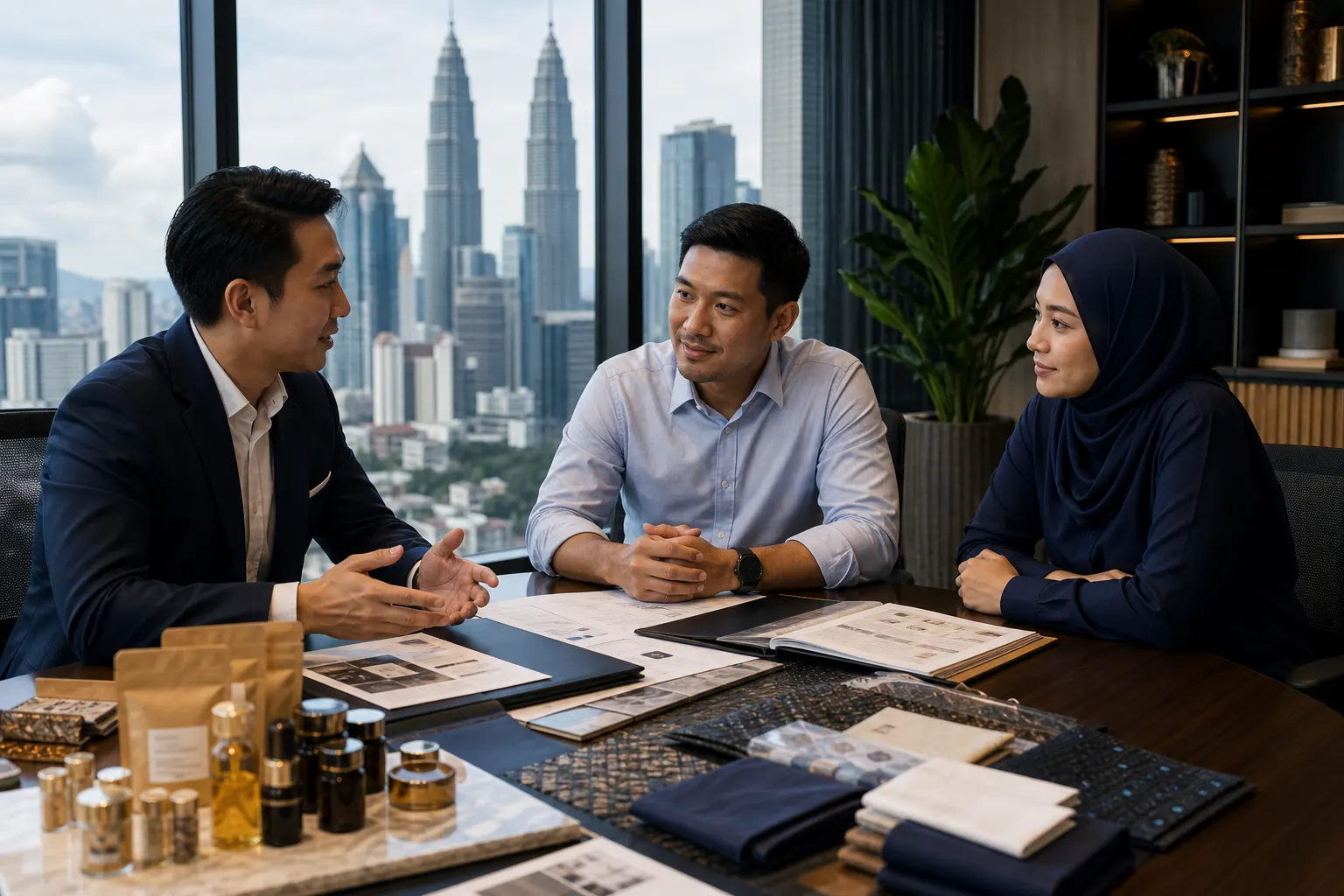 Malaysian business owners comparing different MADANI SME financing schemes