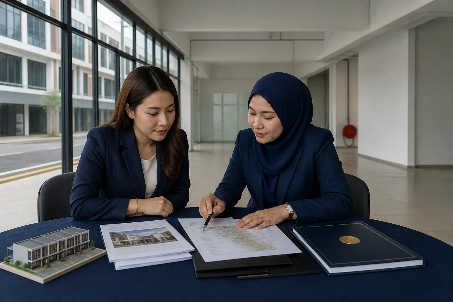 Pemilik bisnes Malaysia menyemak valuation geran dan exit plan bridging hartanah