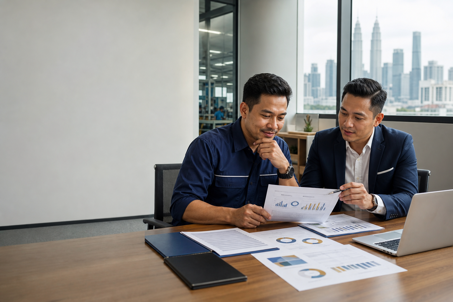 Malaysian SME owner comparing government-supported and bank financing with a PI Capital advisor